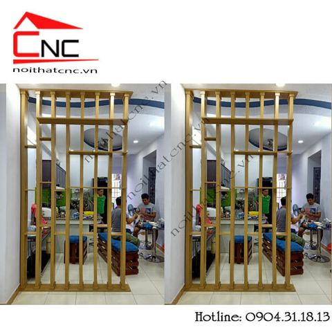  Thi công vách cnc kết hợp lam gỗ phòng khách - 815 