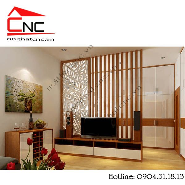 Kệ gỗ vách ngăn phòng khách - 108