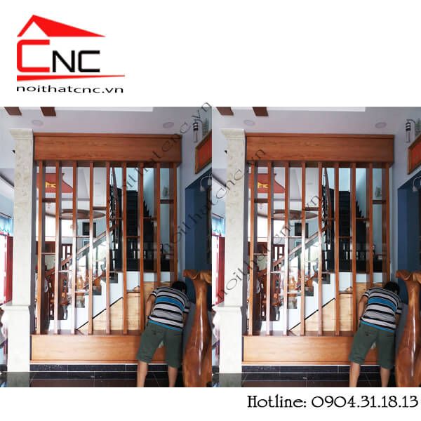 Thi công lam gỗ cầu thang - 380