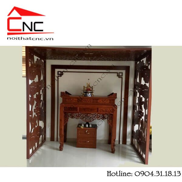 Thi công vách ngăn cnc phòng thờ hoa sen - 241