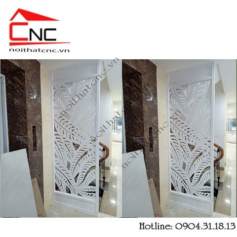  Thi công vách ngăn phòng khách hoa văn lá cây - 686 