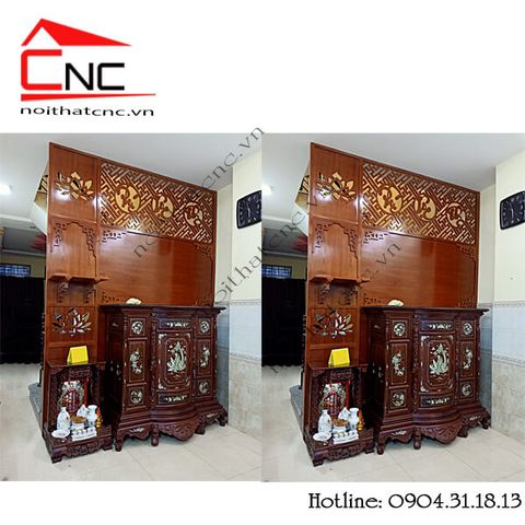  Thi công vách ngăn cnc phòng thờ - 555 