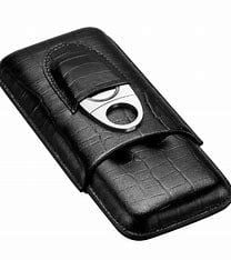  Bao da đựng cigar 3 điếu - Leather Cigar Case With Cutter 