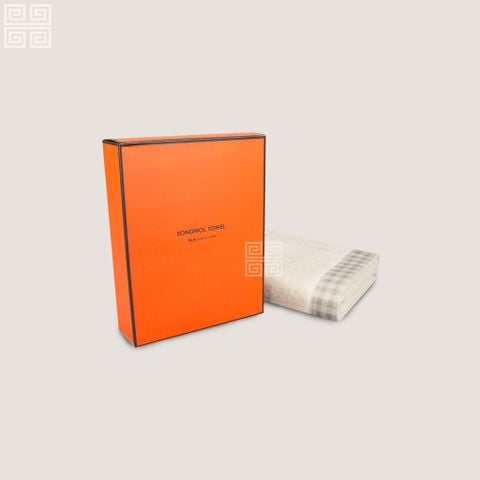 KHĂN QUÀ TẶNG COTTON TG LINE CHECK - Hộp 1 KHĂN MẶT 40x78cm