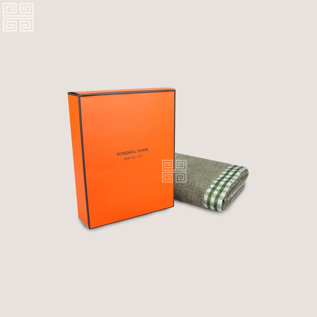 KHĂN QUÀ TẶNG COTTON TG LINE CHECK - Hộp 1 KHĂN MẶT 40x78cm