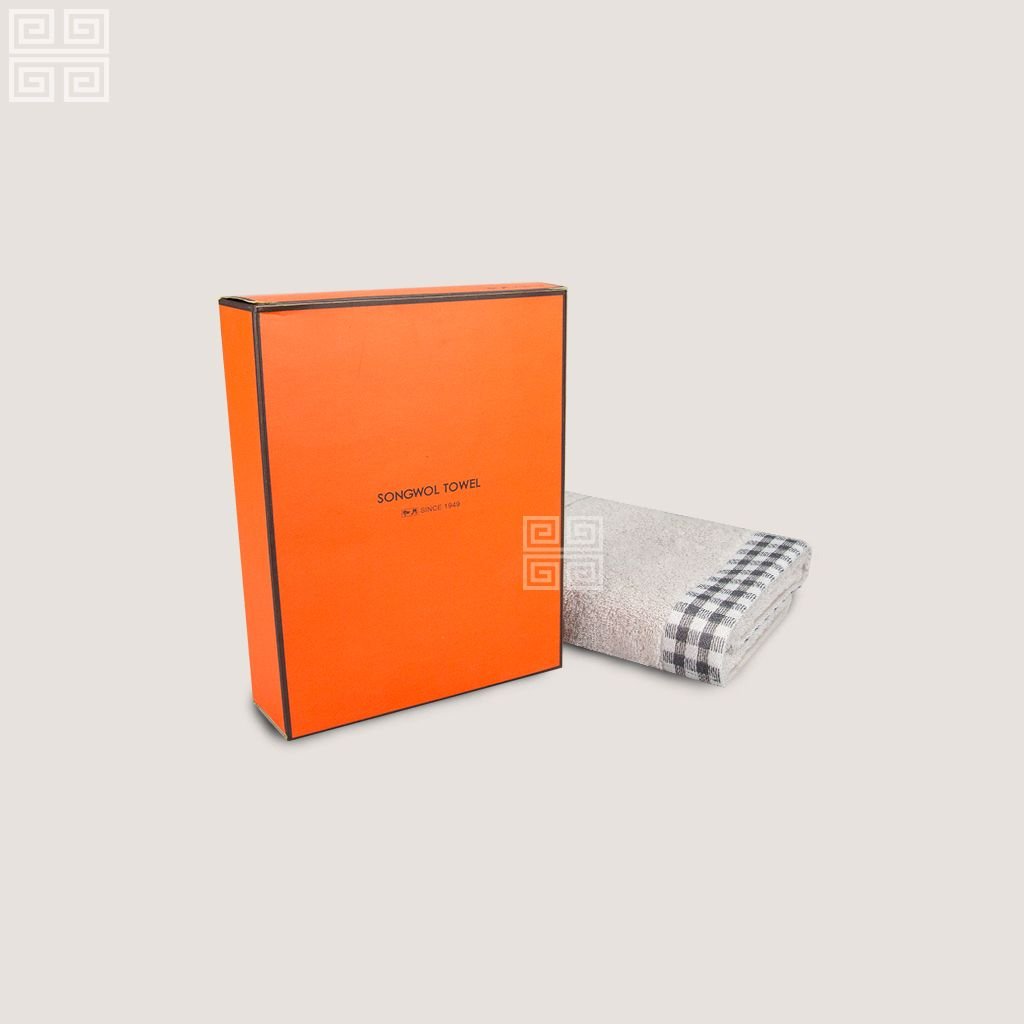 KHĂN QUÀ TẶNG COTTON TG LINE CHECK - Hộp 1 KHĂN MẶT 40x78cm