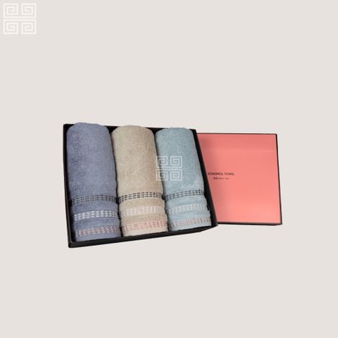 KHĂN QUÀ TẶNG COTTON TG MODERN STITCH - Set 3 Khăn Mặt 40x80cm