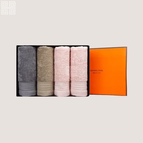 KHĂN QUÀ TẶNG COTTON ORGANIC - HỘP 4 KHĂN MẶT 40x80cm