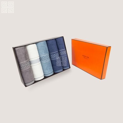 KHĂN QUÀ TẶNG COTTON 5P DOUBLE DIAMOND - HỘP 5 KHĂN MẶT