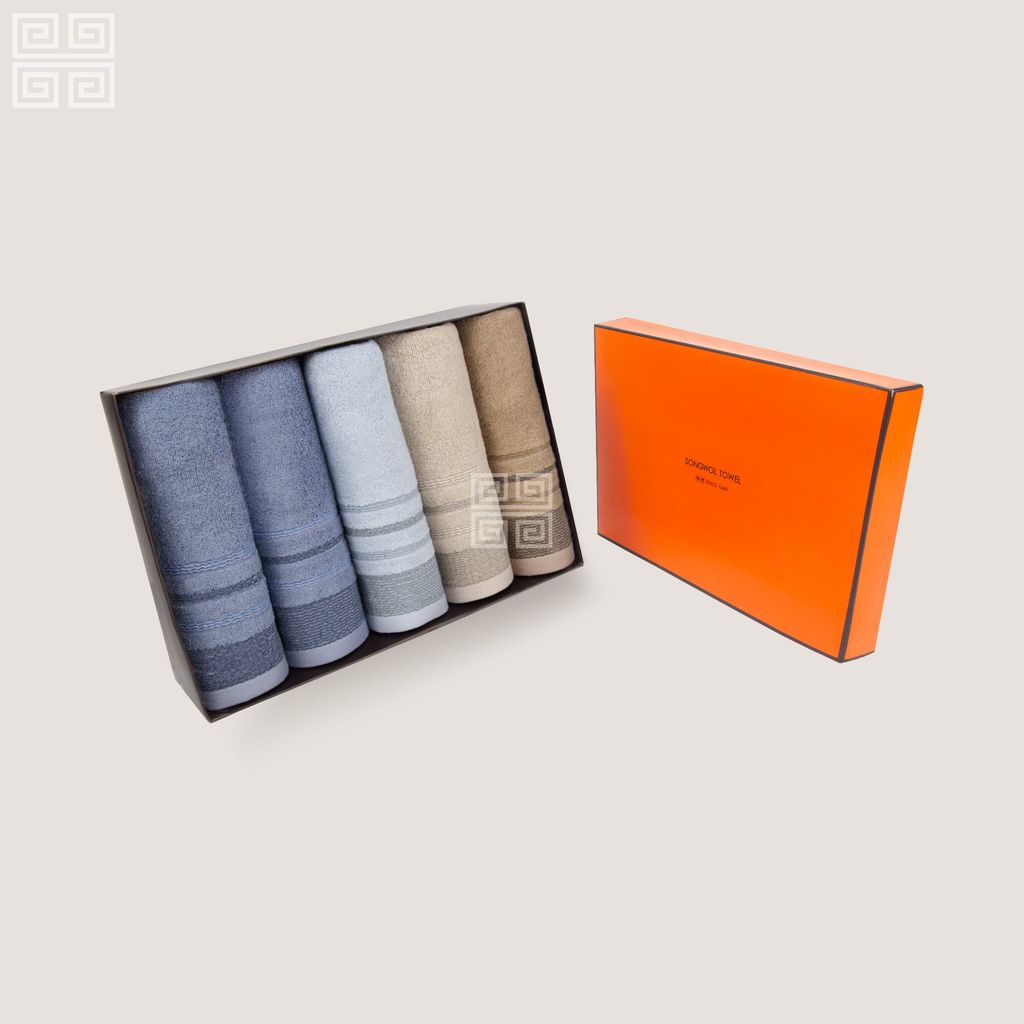 KHĂN QUÀ TẶNG COTTON 5P WAVE - HỘP 5 KHĂN MẶT