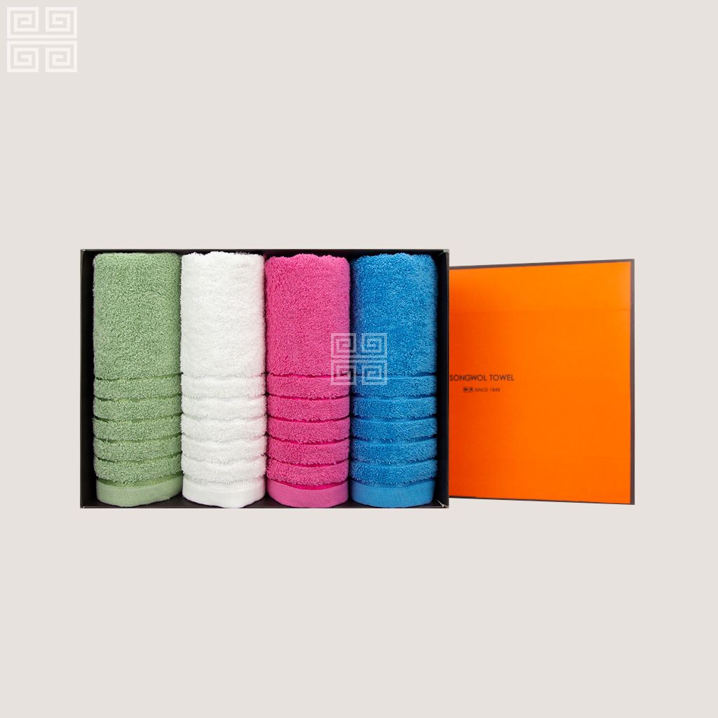 Khăn quà tặng cotton Line Border 4P THẾ GIỚI KHĂN BÔNG