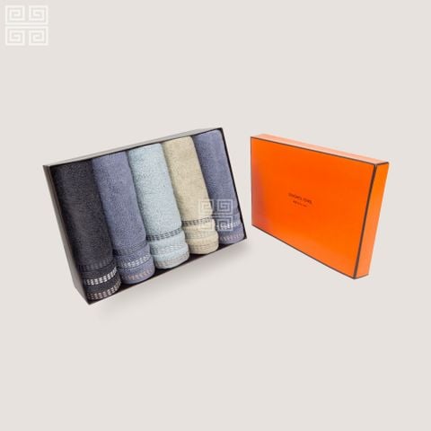 KHĂN QUÀ TẶNG COTTON 5P MODERN STITCH - HỘP 5 KHĂN MẶT