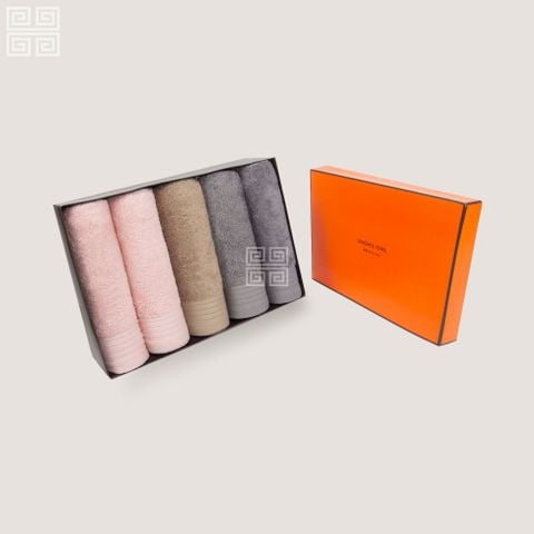 KHĂN QUÀ TẶNG COTTON 5P ORGANIC - HỘP 5 KHĂN MẶT
