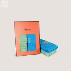 KHĂN QUÀ TẶNG COTTON SH LINE BORDER - Set 2 Khăn Mặt 40x80cm