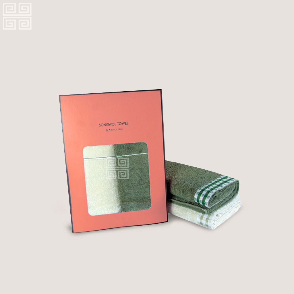 KHĂN QUÀ TẶNG COTTON TG LINE CHECK - Set 2 Khăn Mặt 40x78cm