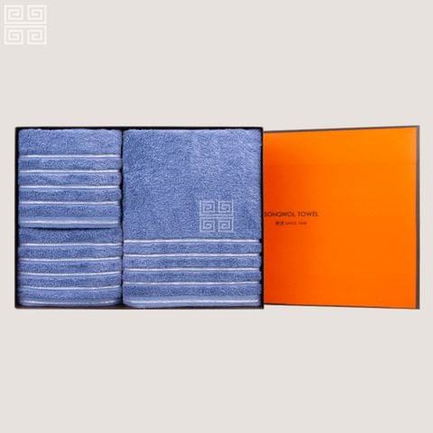 KHĂN QUÀ TẶNG 5P COTTON SILVER LINE - HỘP: 1 KHĂN TẮM + 2 KHĂN MẶT