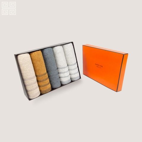 KHĂN QUÀ TẶNG COTTON 5P VOLUME - HỘP 5 KHĂN MẶT
