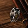 Nhẫn Bạc Công Giáo Đá Đen - NB415