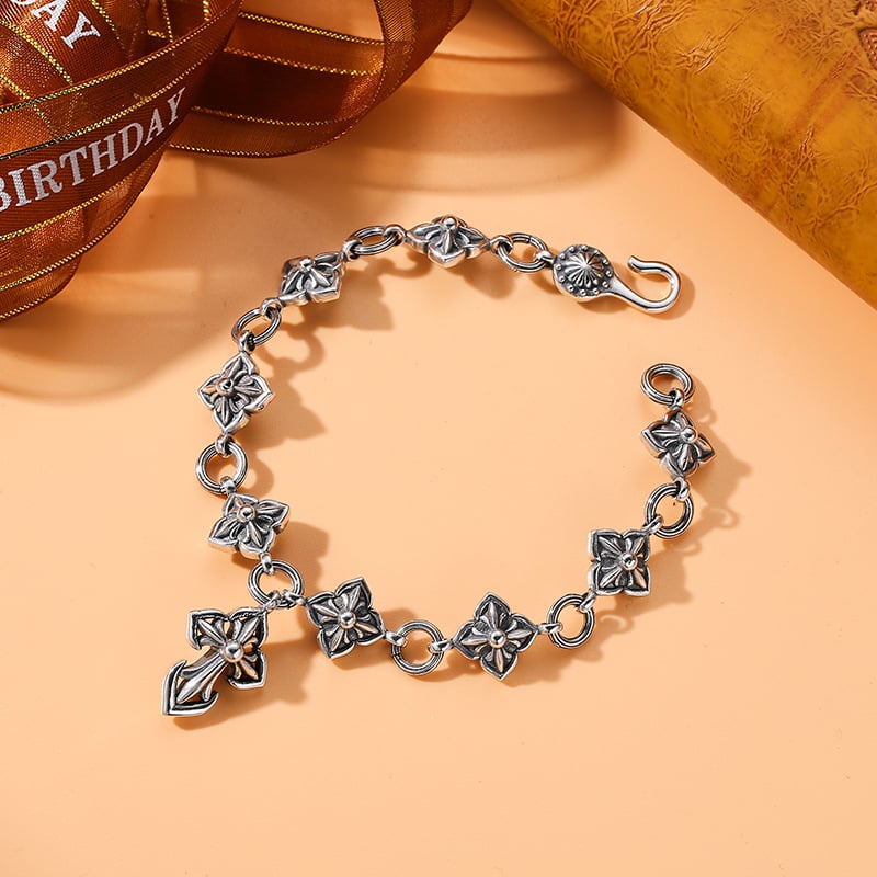 Lắc Tay Bạc Chrome Hearts Hoa Cộng - LB235