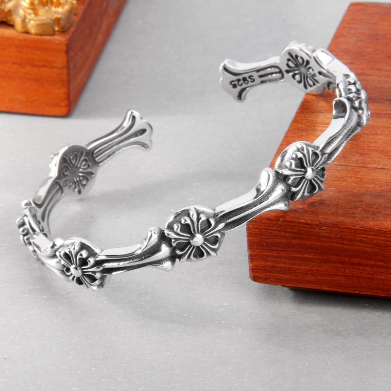  Lắc Tay Bạc Chrome Hearts Hoa  - LB246 