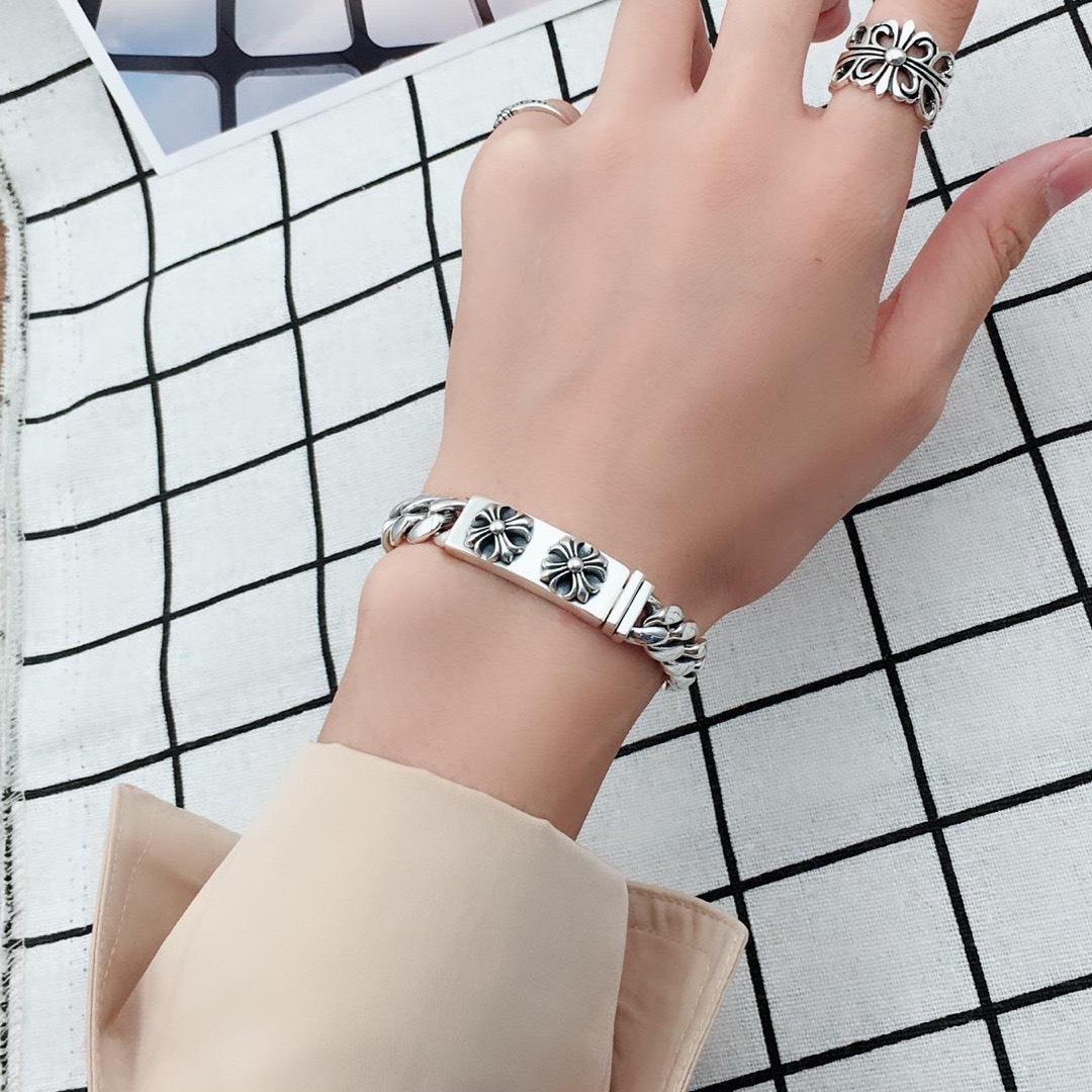  Lắc Tay Bạc Chrome Hearts Hoa Cộng - LB238 