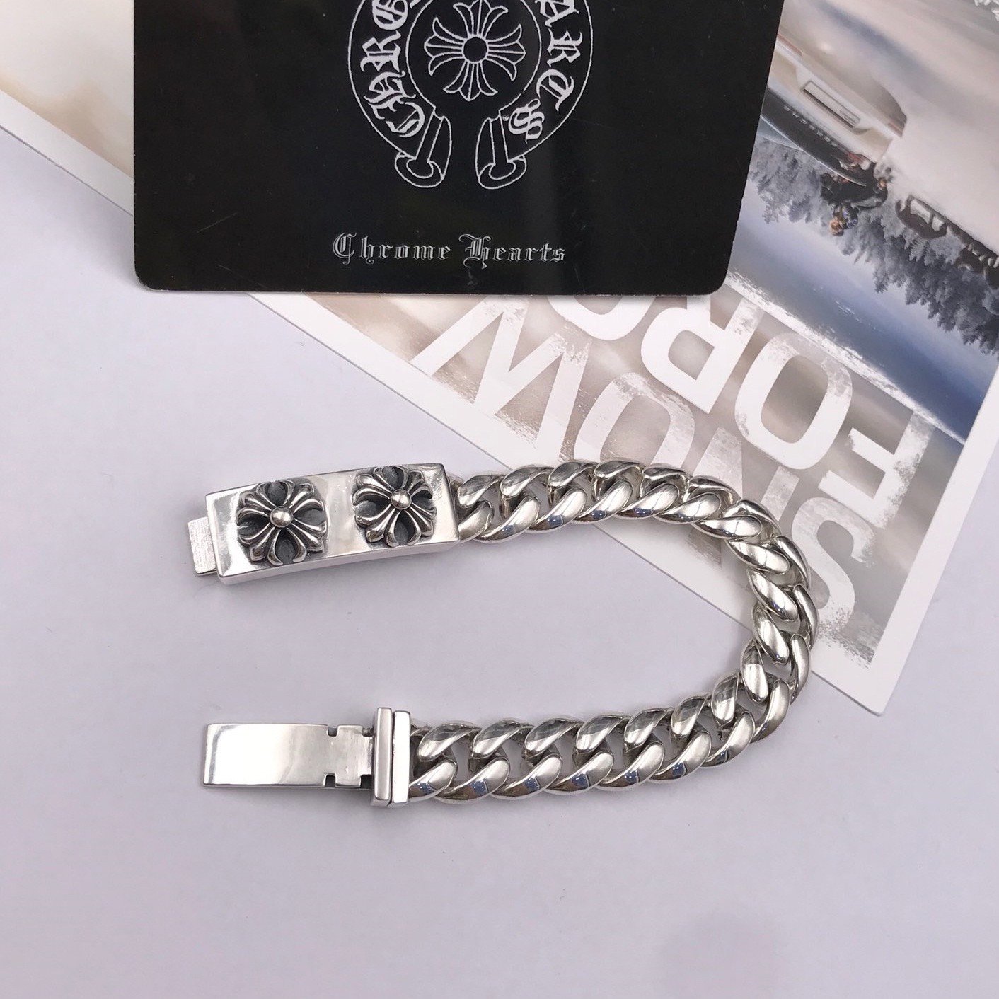  Lắc Tay Bạc Chrome Hearts Hoa Cộng - LB238 