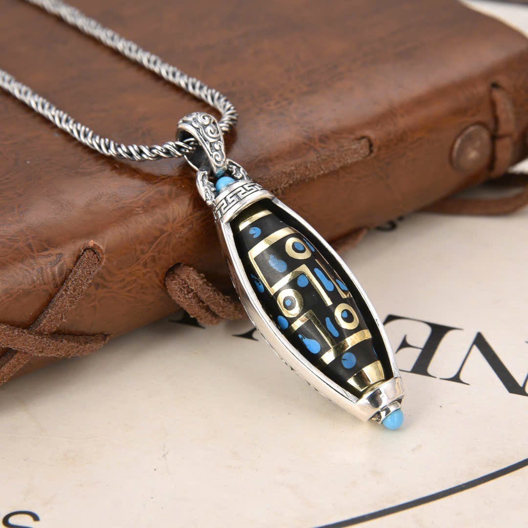  Mặt Dây Bạc Thái Hạt Dzi Tây Tạng - MB403 