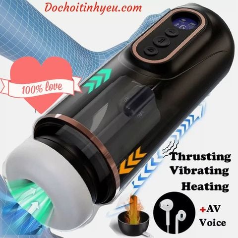 Âm đạo giả thủ dâm tự động có sưởi ấm, rung thụt bú mút cực phê