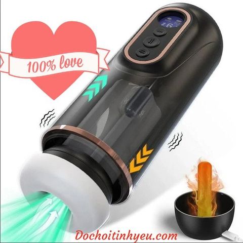 Âm đạo giả thủ dâm tự động có sưởi ấm, rung thụt bú mút cực phê