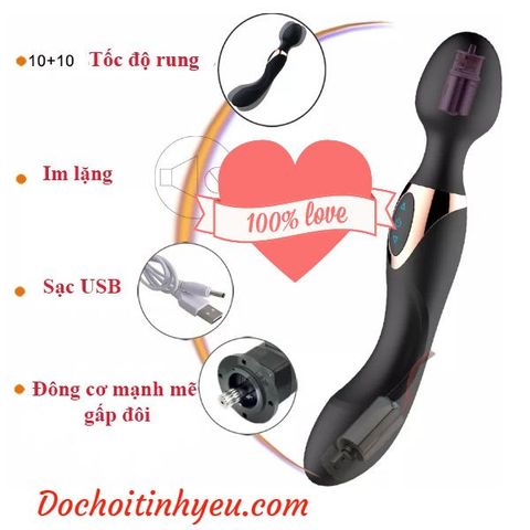 Chày rung tình yêu 2 đầu sạc điện rung mạnh kích thích bạn tình
