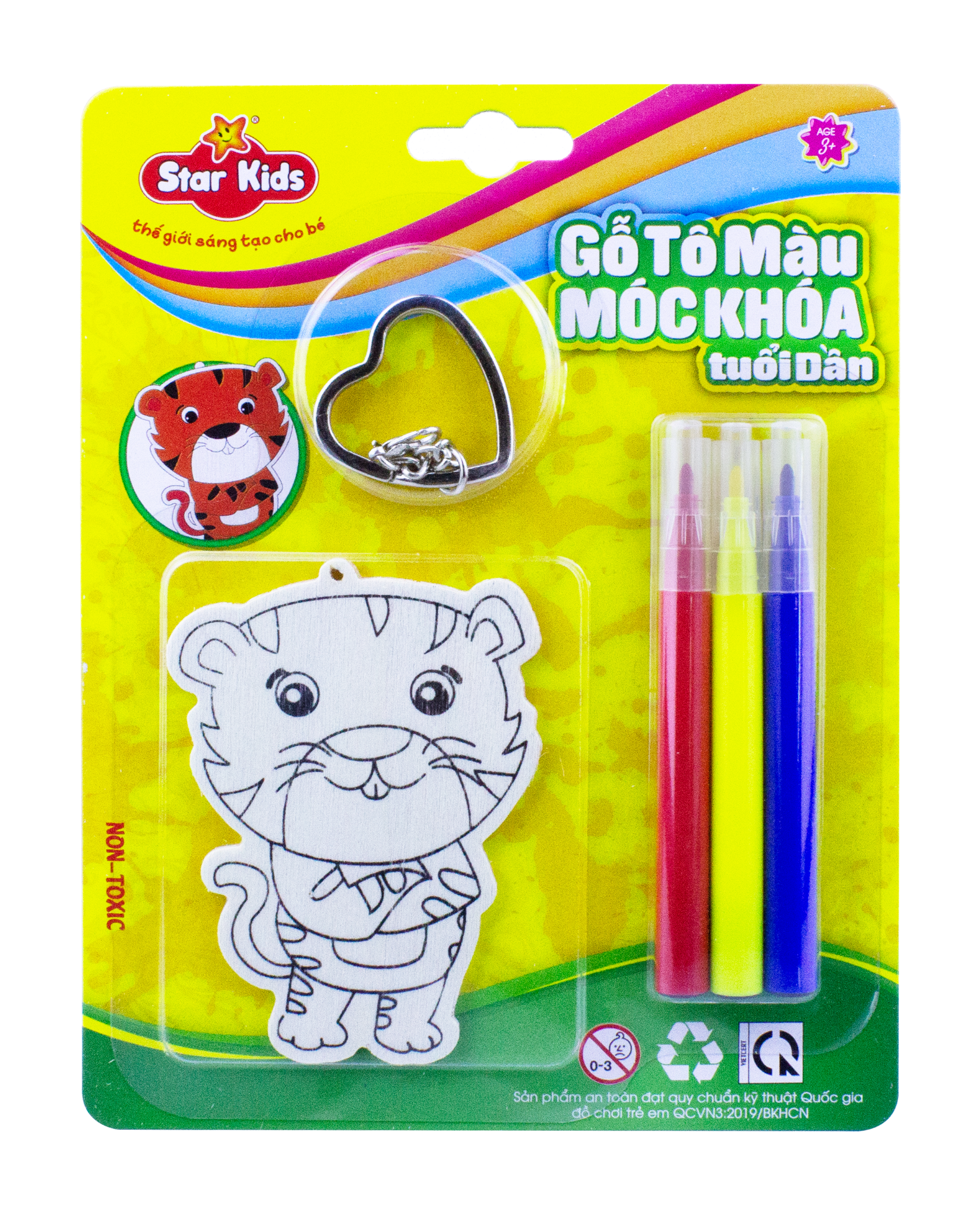 Gỗ tô màu móc khóa Tuổi Dần (K-231/3)