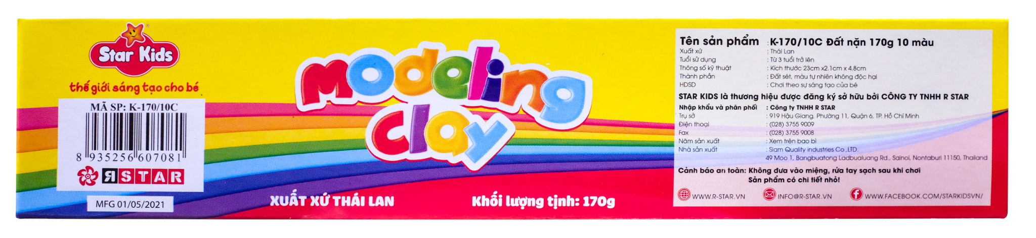 K-170/10C ĐẤT NẶN 170G 10 MÀU – R STAR