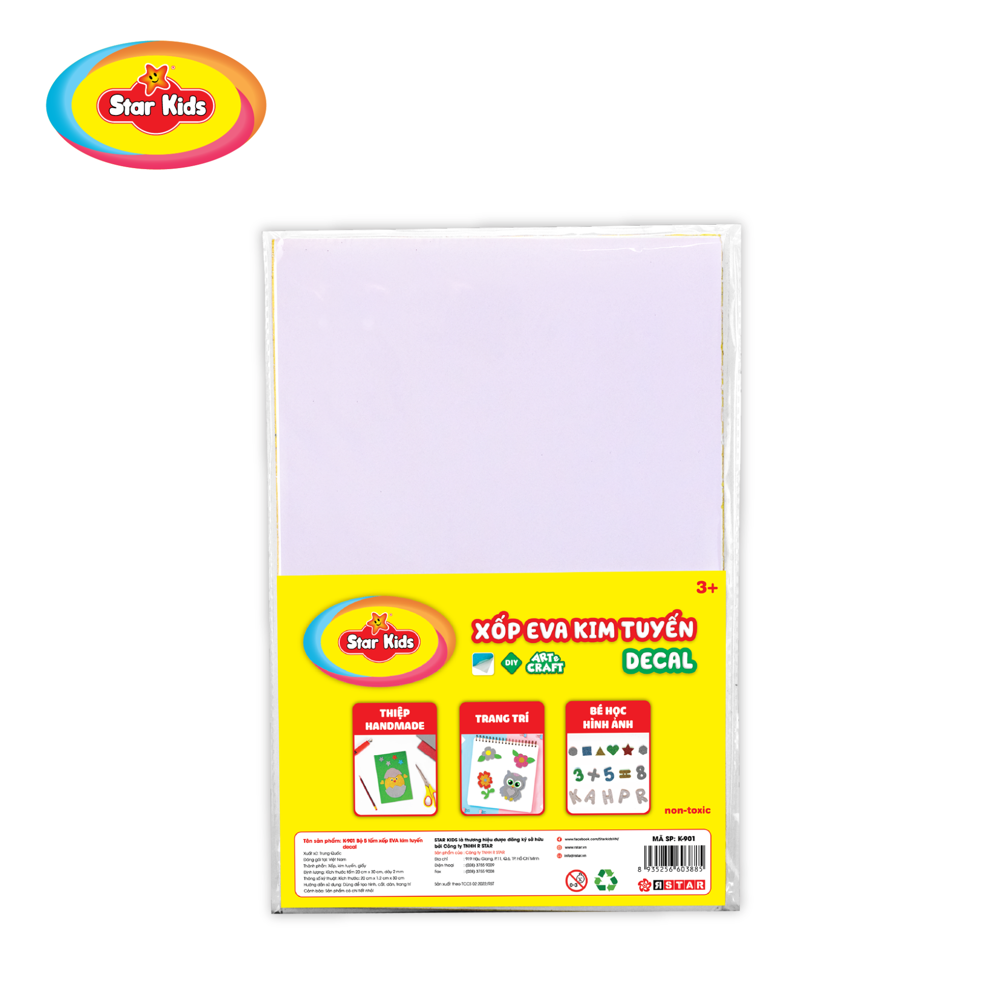  BỘ 5 TẤM MÚT XỐP KIM TUYẾN DECAL (K-901) 