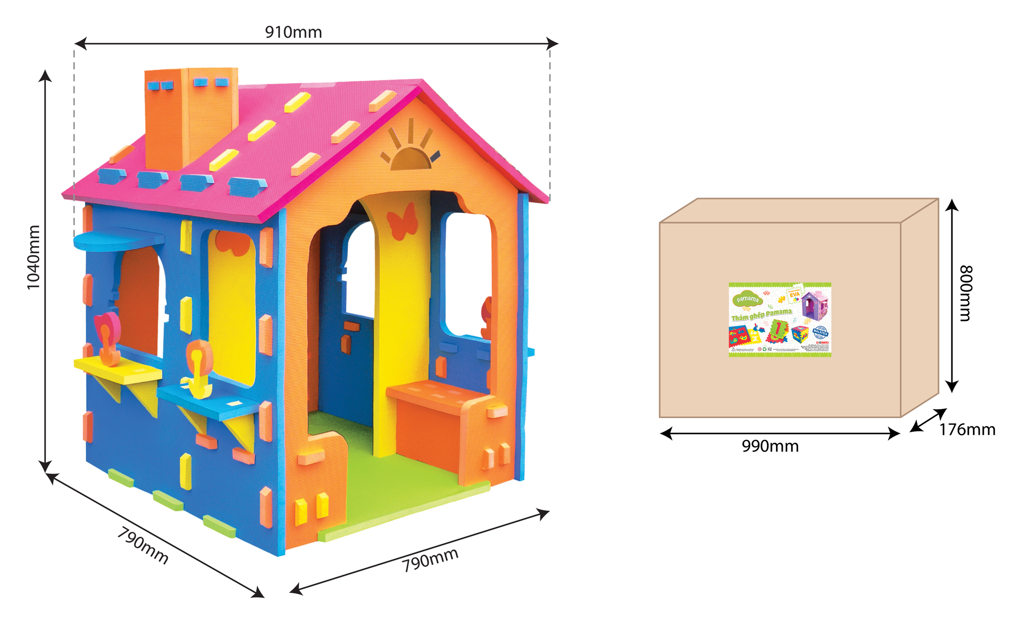 Thảm Ghép Nhà Ống Khói Nhiều Màu (P0309)