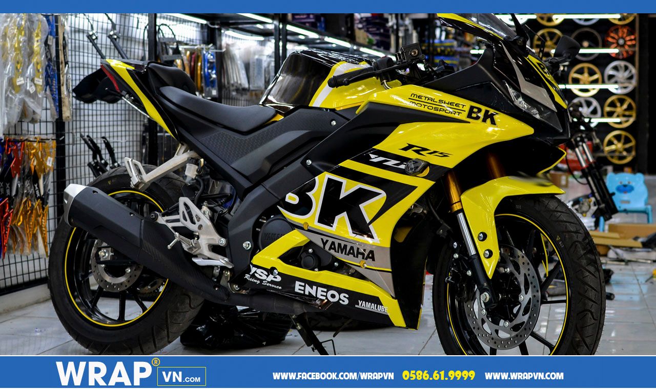 Decal Yamaha  R15  V3  V ng en WRAPVN