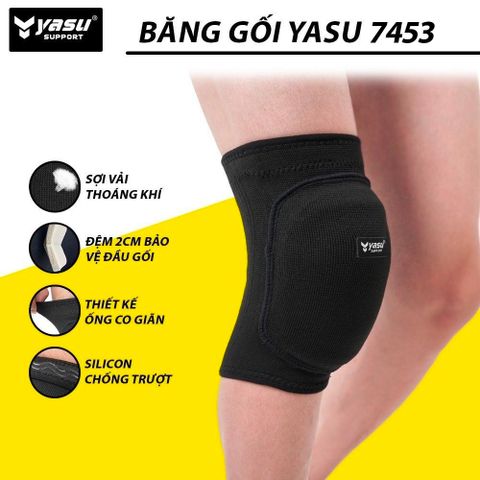 Bó gối có đệm dày bảo vệ đầu gối đá bóng, bóng chuyền cao cấp Yasu 7453 (1 đôi)