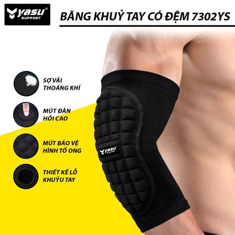 BĂNG KHUỶU TAY ĐỆM TỔ ONG PHÂN TÁC LỰC TÁC ĐỘNG CHƠI ĐÁ BANH, BÓNG CHUYỀN YASU 7302 (1 CẶP)