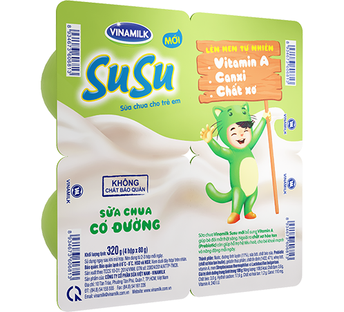 Vỉ sữa chua Vinamilk Susu có đường 80gx4