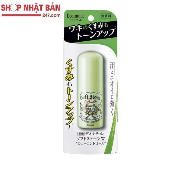 Lăn Khử Mùi Soft Stone W Double Deodorant Color Control Đá Khoáng Xanh