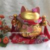 Cặp mèo thần tài, may mắn Nhật Bản Maneki Neko màu vàng