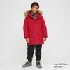 UNIQLO Nhật chính hãng - Áo khoác Parka phao dáng dài có mũ lông trẻ em - KID WARM PADDED COAT