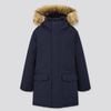 UNIQLO Nhật chính hãng - Áo khoác Parka phao dáng dài có mũ lông trẻ em - KID WARM PADDED COAT