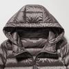 Áo khoác lông vũ dáng dài có mũ Uniqlo Ultra Light Down siêu nhẹ màu nâu