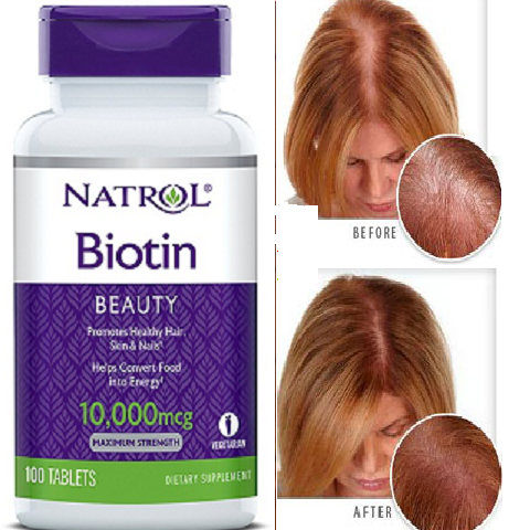 Natrol Biotin 10,000 mcg hỗ trợ mọc tóc, giúp móng khỏe