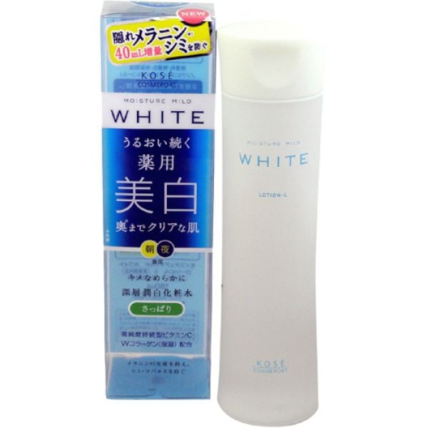 Nước hoa hồng dưỡng trắng da Kose Moisture Mild White 180ml Nhật Bản