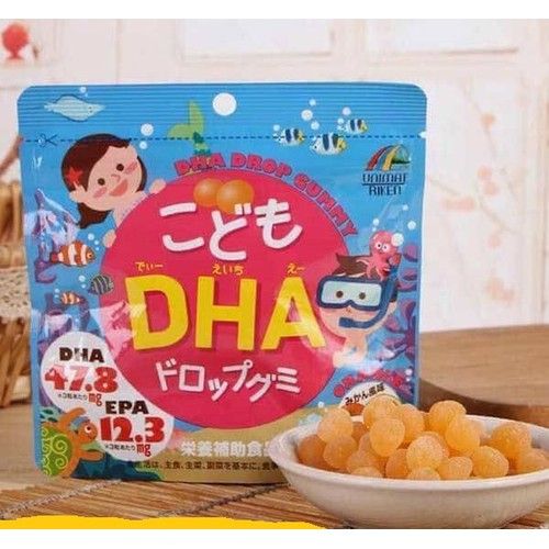 Kẹo bổ sung DHA Unimat Riken vị quýt ngọt gói 90 viên