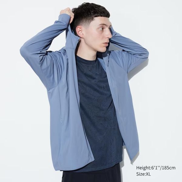 Áo chống nắng nam Dry Ex Hoodie kéo siêu co giãn Uniqlo Nhật Bản