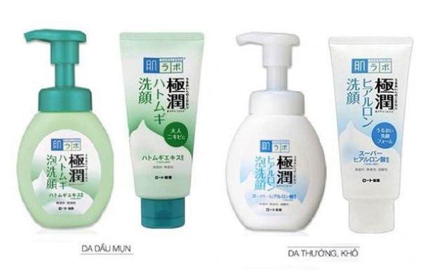 Sữa rửa mặt tạo bọt Hadalabo màu xanh da nhờn, ngăn ngừa và trị mụn