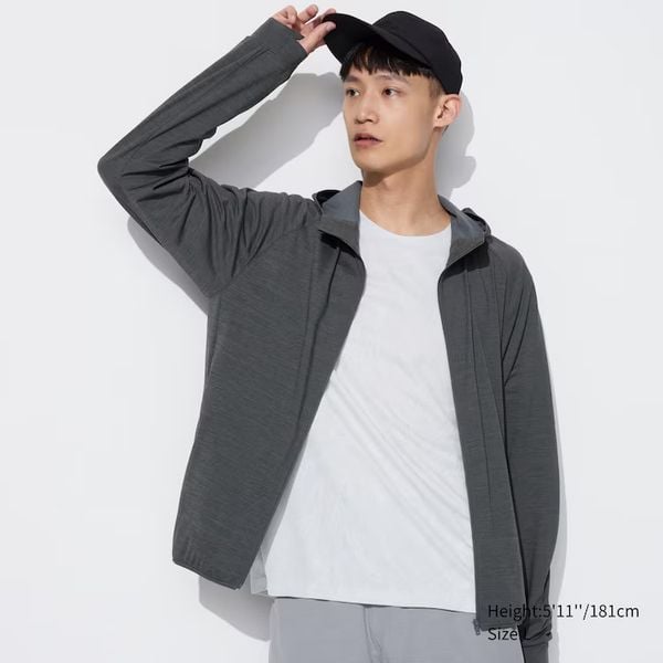 Áo chống nắng nam Dry Ex Hoodie kéo siêu co giãn Uniqlo Nhật Bản
