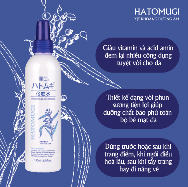 Xịt khoáng giữ ẩm Hatomugi 250ml